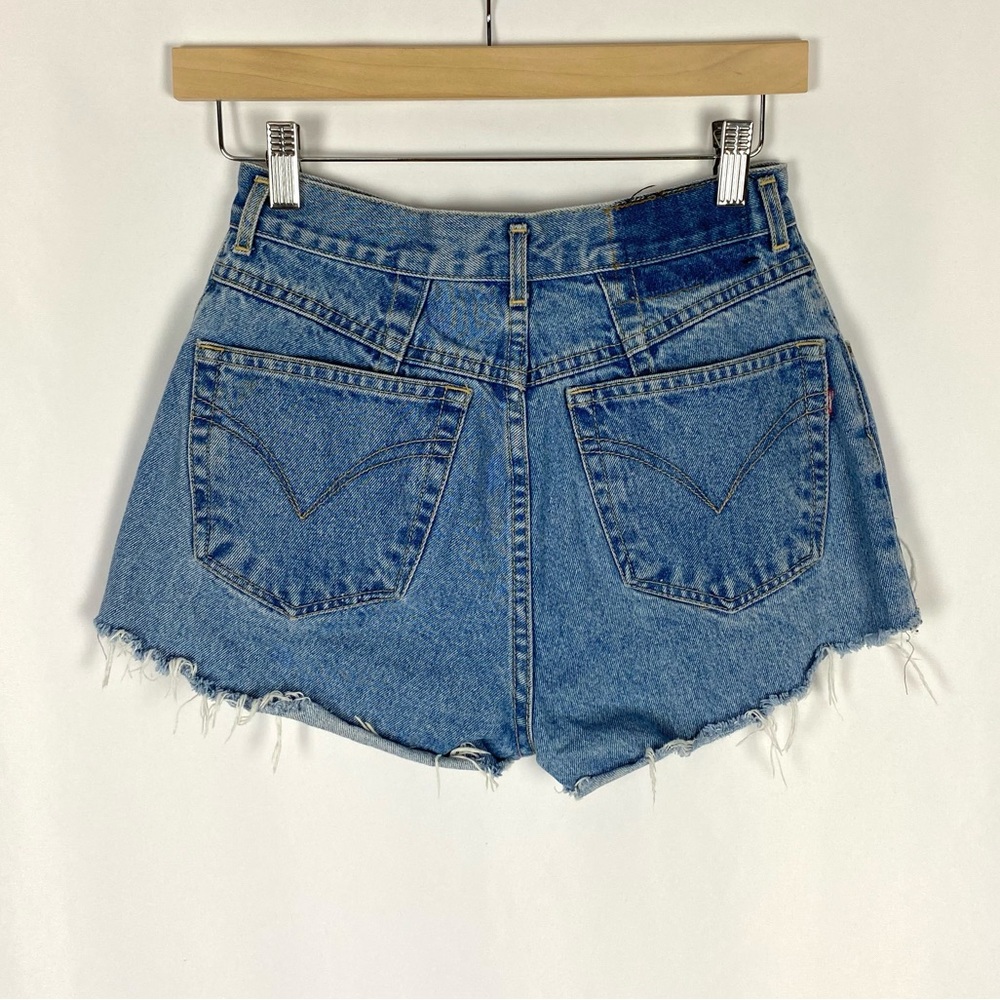 Vintage cutoff Denim Shorts Distressed Blue Size 25